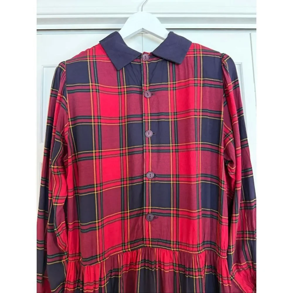 Lanz Vintage plaid Peter pan collar a-line dress size 14